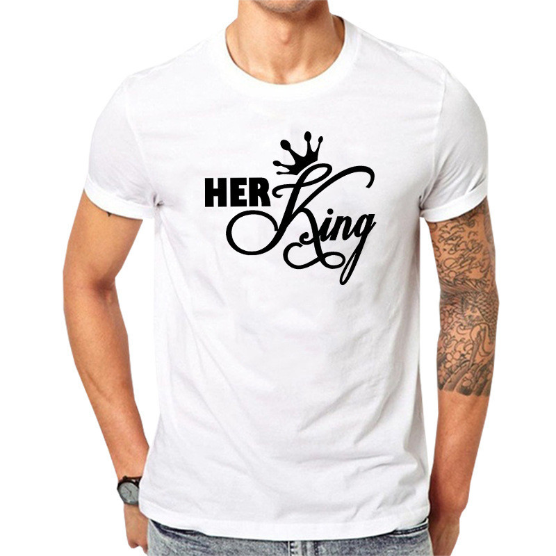 2025 NEW Her King His Queen Couples T Shirt Crown Print Couple Tshirt EIUE