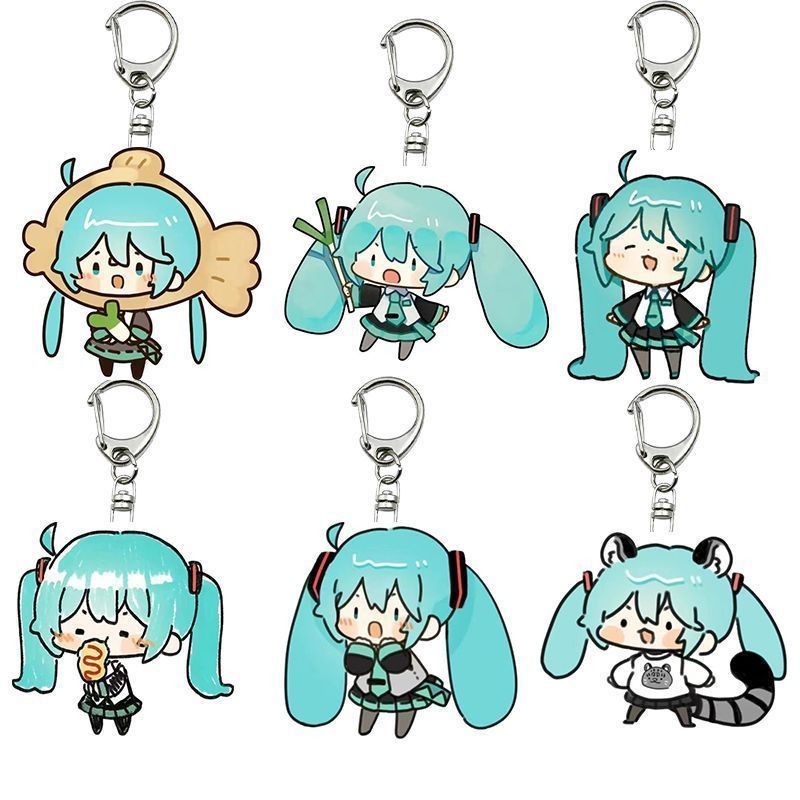 น่ารัก Hatsune Miku พวงกุญแจอะคริลิคสําหรับแฟนอะนิเมะอะนิเมะแรงบันดาลใจ Hatsune Miku พวงกุญแจอะคริลิ