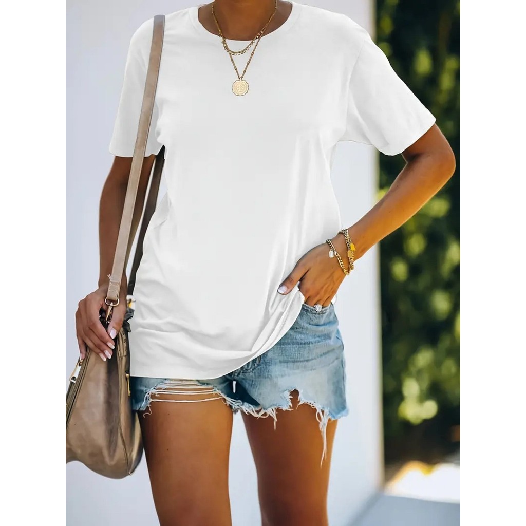 เสื้อยืดแขนสั้นสีทึบ Ou Code 2025 ผ้ายืดนุ่ม สีขาว พร้อมกระดานไฟLED