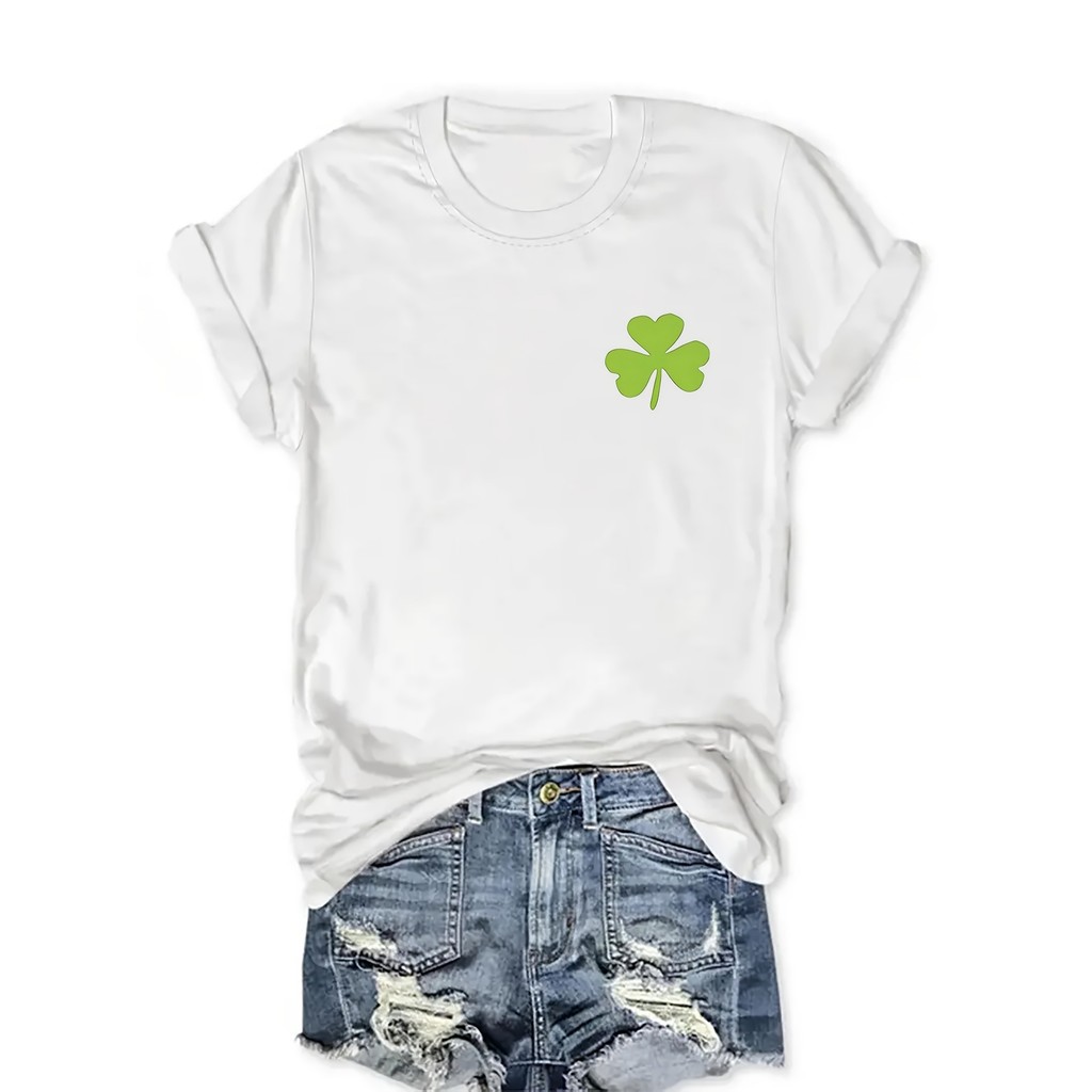 เสื้อยืดผู้หญิง 2025 รูปแบบยืดหยุ่นโปร่งแสง,การพิมพ์ Quotation แรงบันดาลใจใหม่รอบคอนุ่มสบายๆ Four-Le