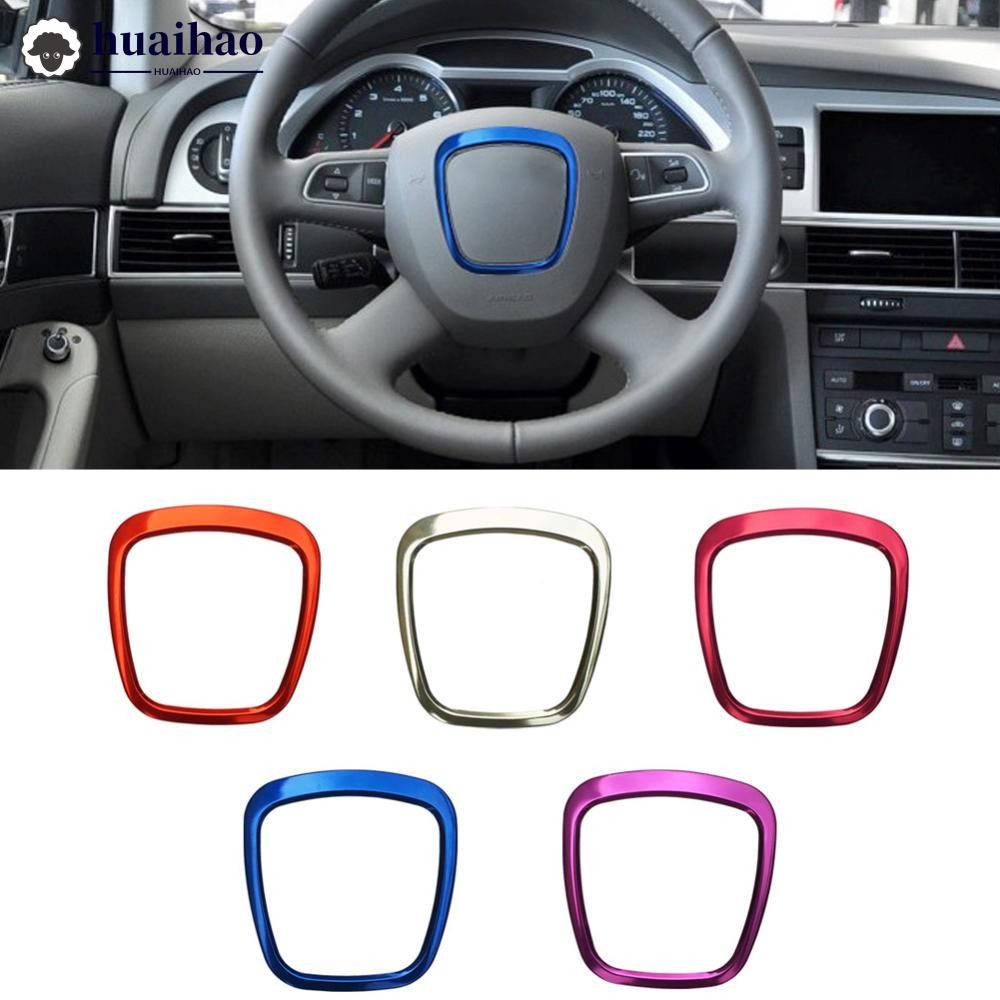 HUAIHAO ภายในรถพวงมาลัยโลโก้ครอบคลุมสติกเกอร์ Trim จัดแต่งทรงผมสําหรับ Audi A1 A3 A4L/A6L/Q3/Q5 8P S