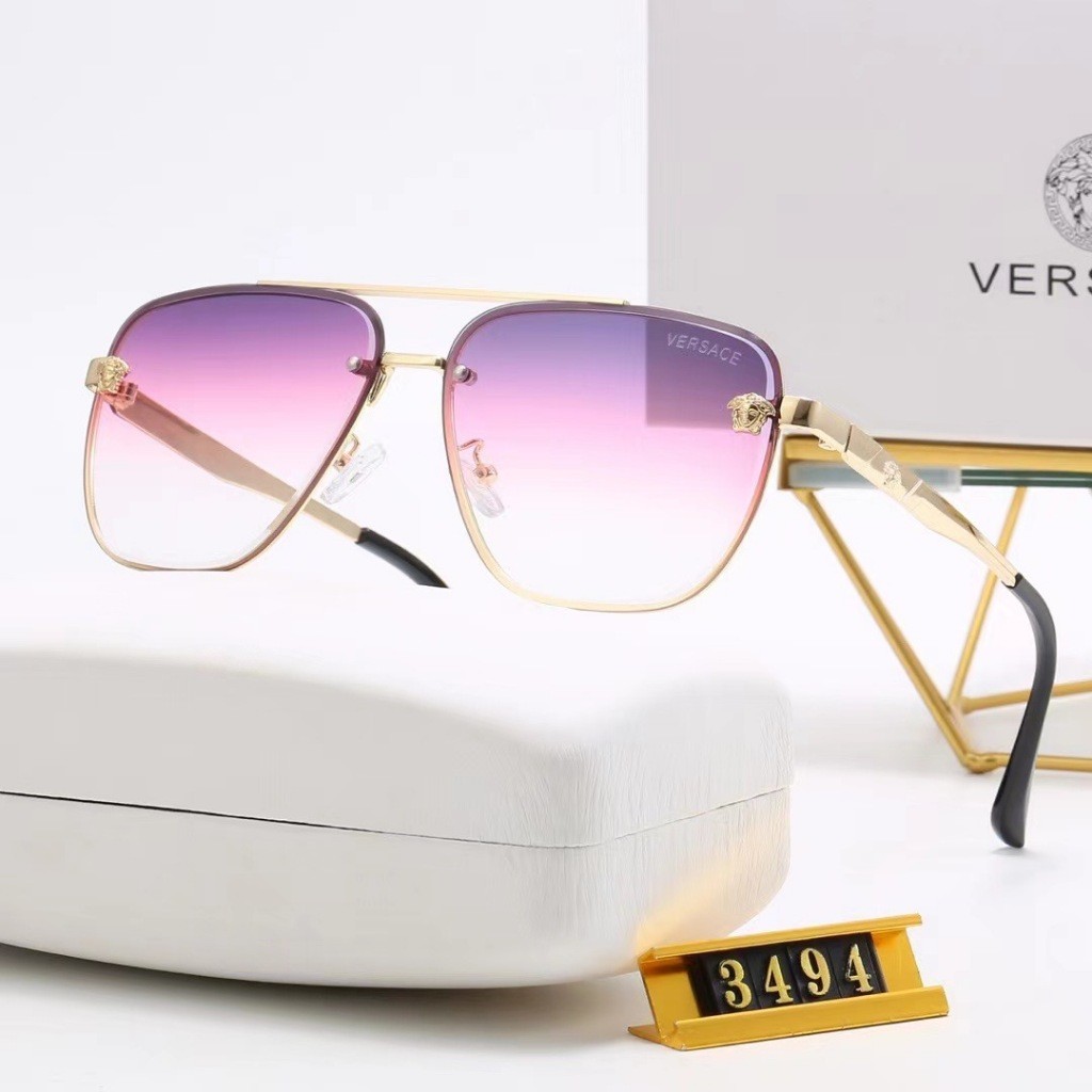 แว่นกันแดดVersace แบบใหม่ สไตล์แฟชั่นMetal Double Beam 2SK3494