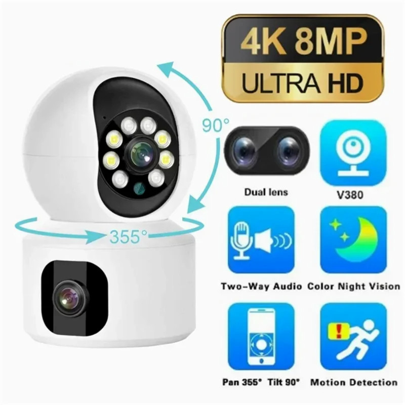 กล้องวงจรปิด Dual Lens 2 กล้อง 360 wifi 2.4Gz กล้องสัตว์เลี้ยง กล้องแมว จอภาพเด็ก กล้องวงจรปิด เลนส์
