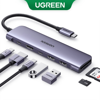UGREEN USB C Hub 7 IN 1 4K 30Hz 6 IN 1 Type C ถึง HDMI 4K 2 พอร์ต USB 3.0 SD TF Card Reader PD100W