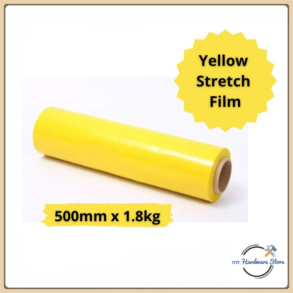 สีเหลือง COLOUR STRETCH FILM WRAPPING FILM 500MM X 1.8KG