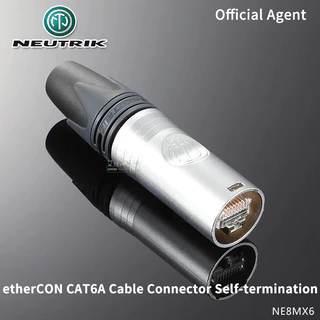 Neutrik CAT6A Ethernet ปลั๊กสาย NE8MX6 etherCON ชายสายเชื่อมต่อ Self-termination เงินชุบ Pins สังกะสี Diecast Shell