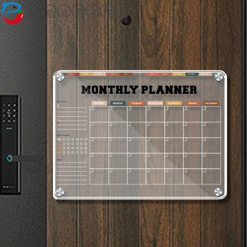 JESTINE Magnetic Acrylic Weekly Planner, 3D Transparent Erasable Memo Board, Wall-Mounted ตู้เย็นแขว
