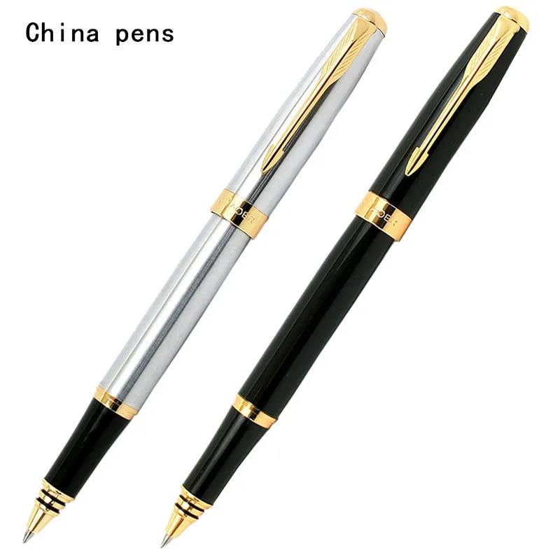 Baoer 388 Black Silver Business Metal Roller ball Pen Medium Nib Gold Clip office School student Sup