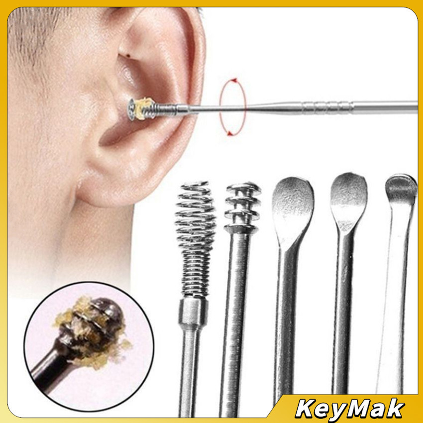 KeyMak ชุดไม้แคะหู พร้อมกล่องใส่ คุณภาพดี  วัสดุสเตนเลส  ขนาดสามารถพกพา Ear picking set