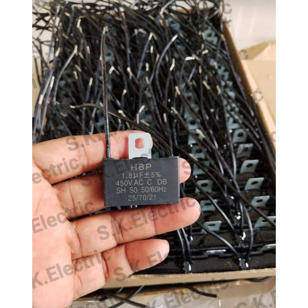 Cพัดลม1.8uf450v. คาปาซิเตอร์พัดลม1.8 uf 450v.