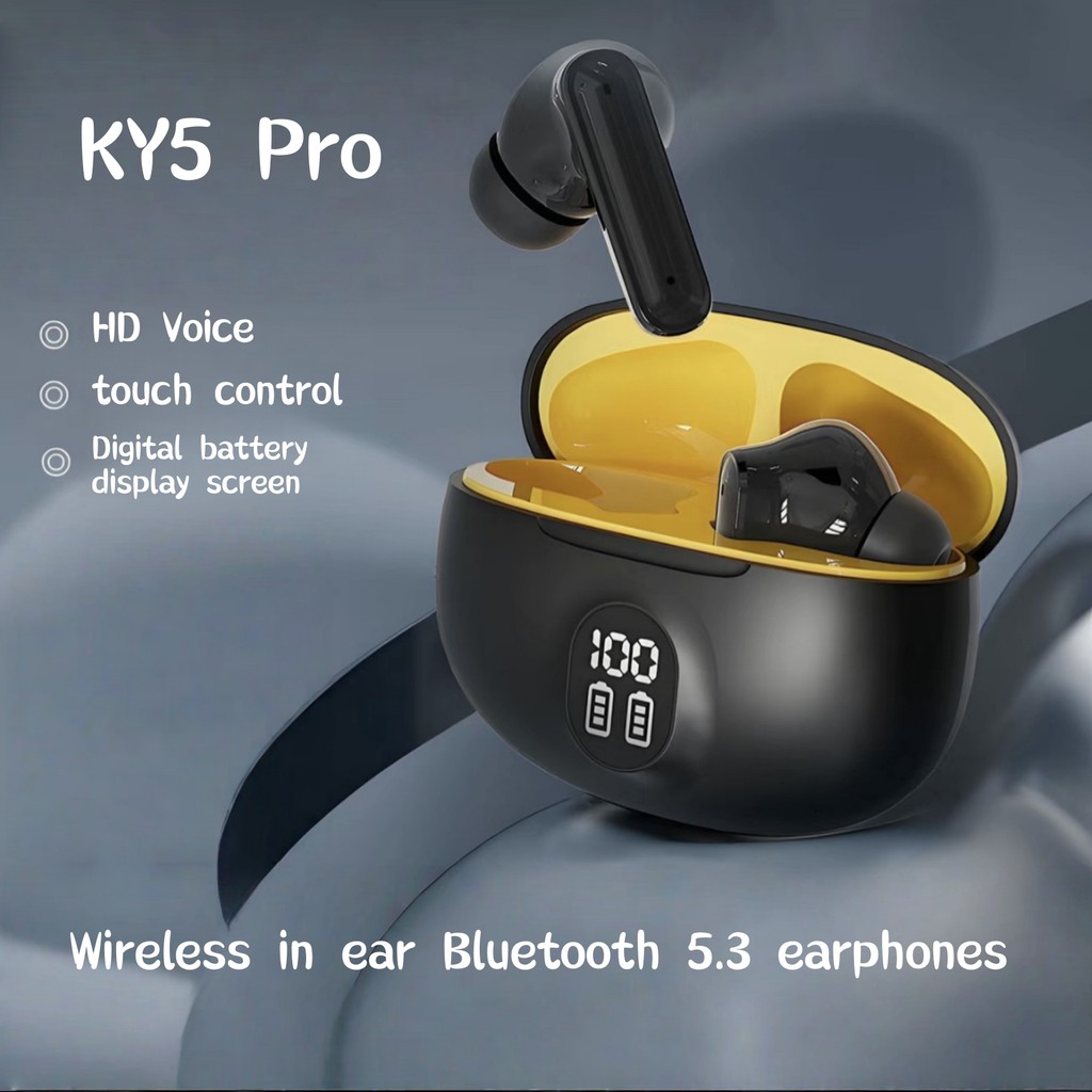หูฟังไร้สายในหูบลูทู ธ KY5 Pro, การสัมผัสที่ฉลาด, การสื่อสารที่ชัดเจน, เสียงรอบตัว, ผลเสียงพื้นที่, จอแสดงผลดิจิตอลพลัง