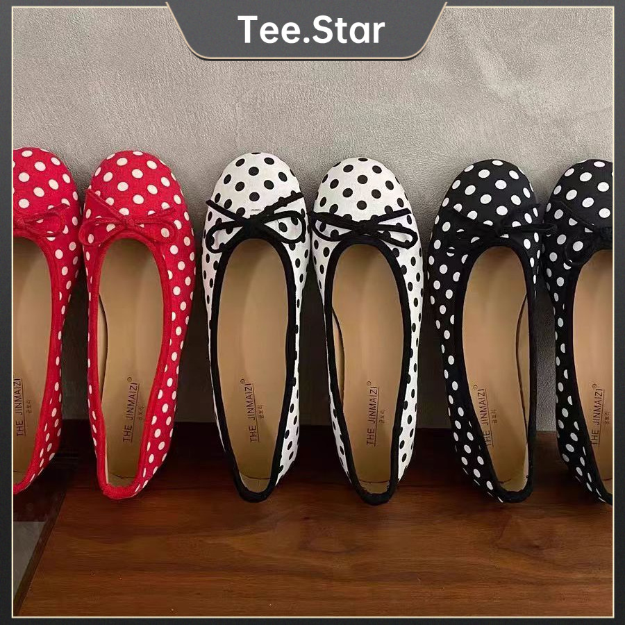 Tee.star รองเท้าแฟลตลายจุด สไตล์เกาหลี 👡 ใส่สบาย เดินง่าย | เหมาะสำหรับใช้งานประจำวัน ✨ - รูปที่ 2