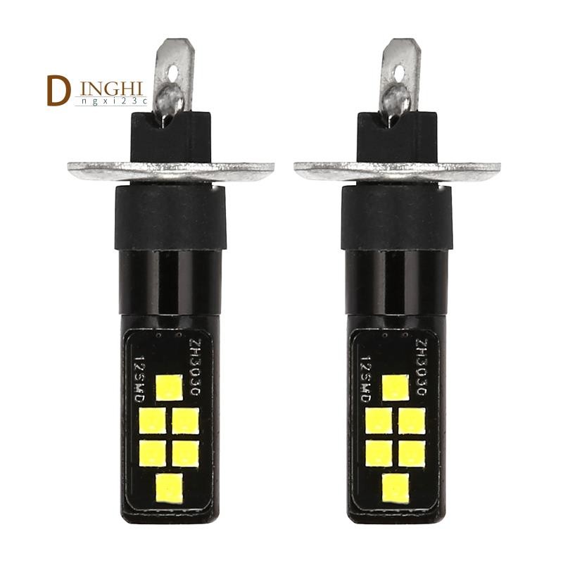 2 ชิ้น H1 รถ LED 12 V-24 V 12Smd หลอดไฟ 3030 ชิปเซ็ต, W5W Bulb194 หลอดไฟ LED สําหรับไฟตัดหมอกสีขาว