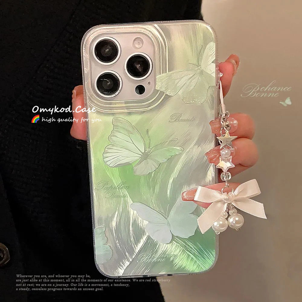 การไล่ระดับสีผีเสื้อสีเขียวสําหรับOPPO A16 A17 A1K A31 A38 4G A3s A3X A5X A76 A58 A57 A60 A93 A79 A94 A95 A98 Reno 5 11 14F A3 A17 A15 A8 Pro 7K 7K 7K A16Pro A5 2020