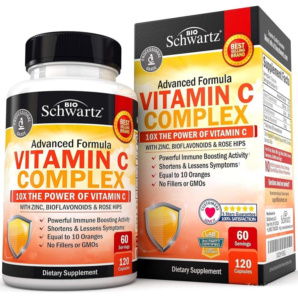 BioSchwartz Vitamin C Complex - วิตามินซี 1000 มก. แคปซูลพร้อม Rose HIXS Zinc และ Citrus Bioflavonoi