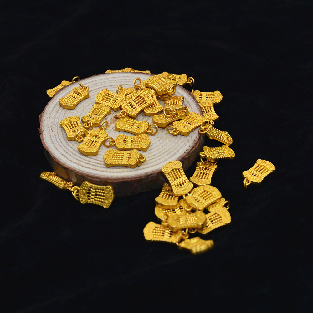 Matte gold Alloy ลูกคิดขนาดเล็ก * มม.จี้สร้อยข้อมือสร้อยคอ DIY เครื่องประดับอุปกรณ์เสริม Dummy ทองลู