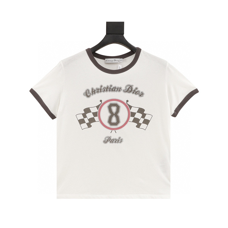Dior Racing Flag Print Short Sleeve Women EVEQ