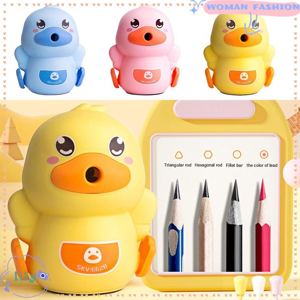 กบเหลาดินสอ LILY, Duck Shaped Stationery Pencil Sharpening Tool, Creative Student Gift โดยอัตโนมัติเข้าสู่ Lead Hand-cranked Mechanical Tool นักเรียน