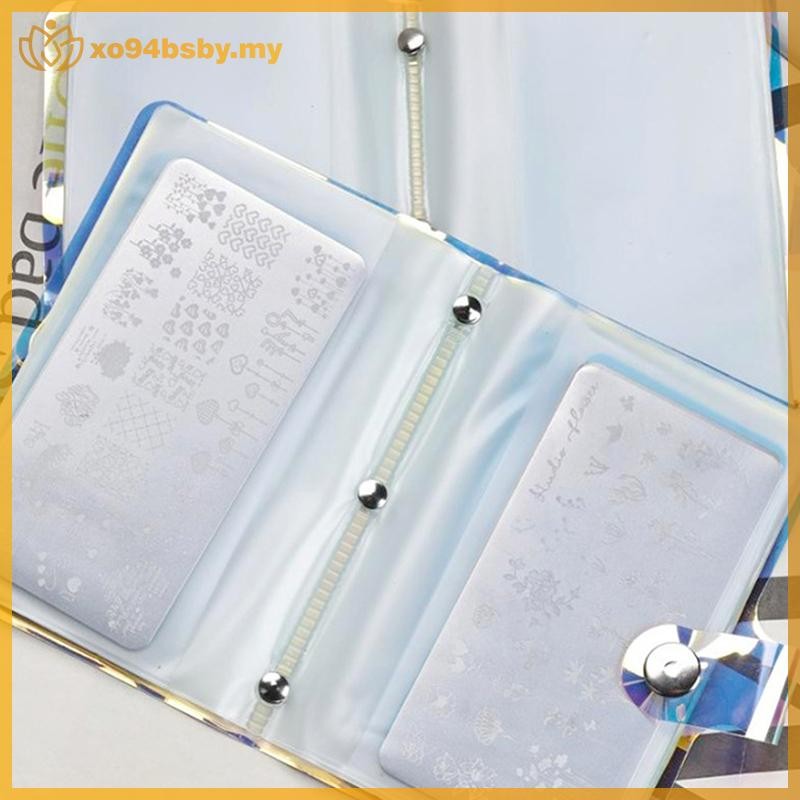 Xo94bsby 1 PC รูปสี่เหลี่ยมผืนผ้าเล็บ Stamping แผ่นผู้ถือกระเป๋า 40 Slot กระเป๋าเก็บสําหรับเจลภาษาโป