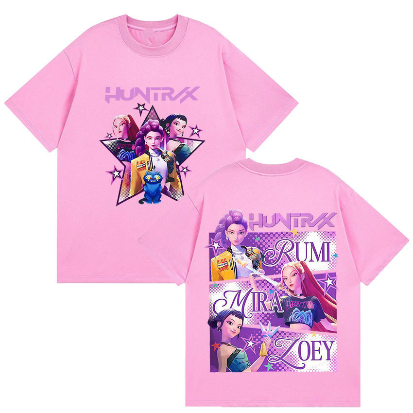 K-pop Demon Hunter Rumi Mira Zpey เสื้อยืดแขนสั้นคอกลมสำหรับเด็กผู้หญิง