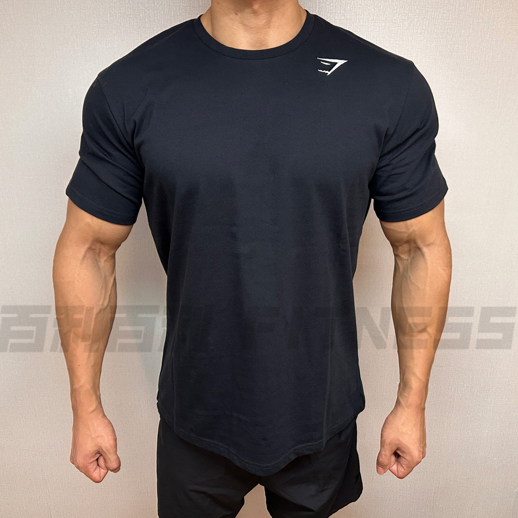 เสื้อยืดแขนสั้นคอกลม Gymshark สำหรับผู้ชาย สไตล์กีฬาและลำลอง