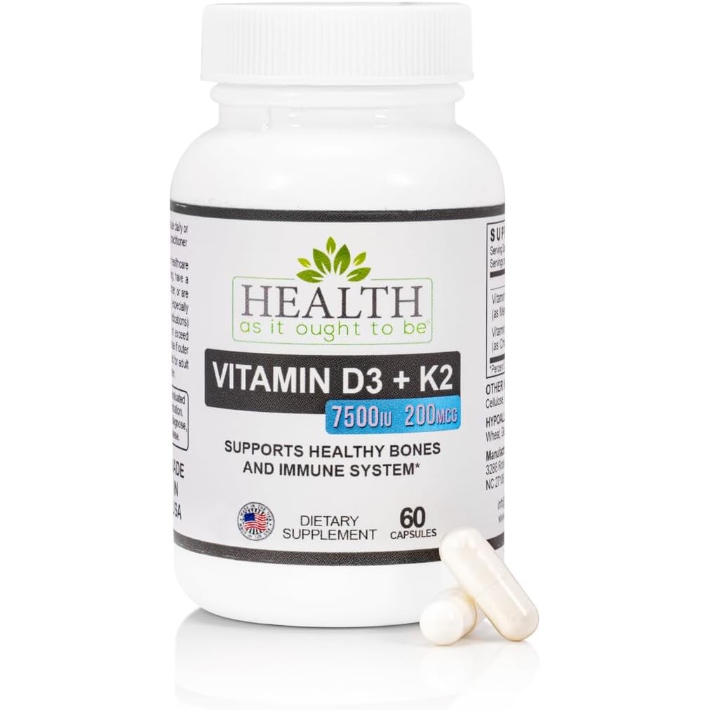 Health As It Ought To Be Vitamin D3+K2 plement | พอร์ต กระดูกเพื่อสุขภาพและสุขภาพภูมิคุ้มกัน | 60 แค