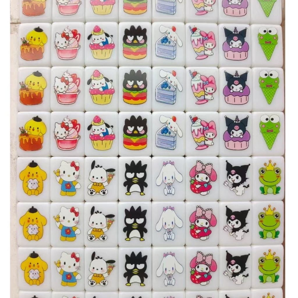 Creative Sanrio Card ของเล่นสนุก Hello kitty Mahjong Merry Decompression ของเล่น Sanrio Mahjong Push