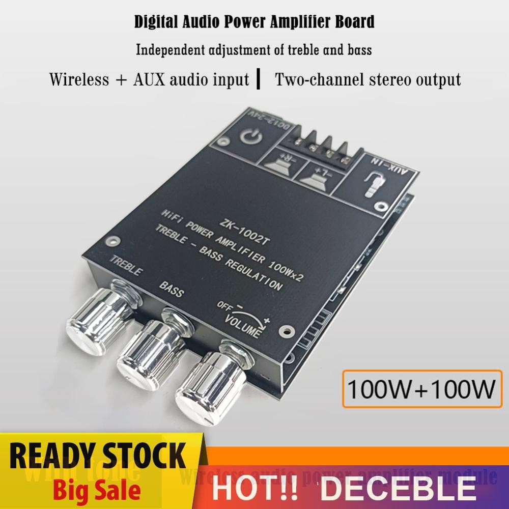 ZK-1002T Bluetooth-Compatible Amplifier HIFI 2.0 Channel 100Wx2 Audio Module Kit [Deceble.th]