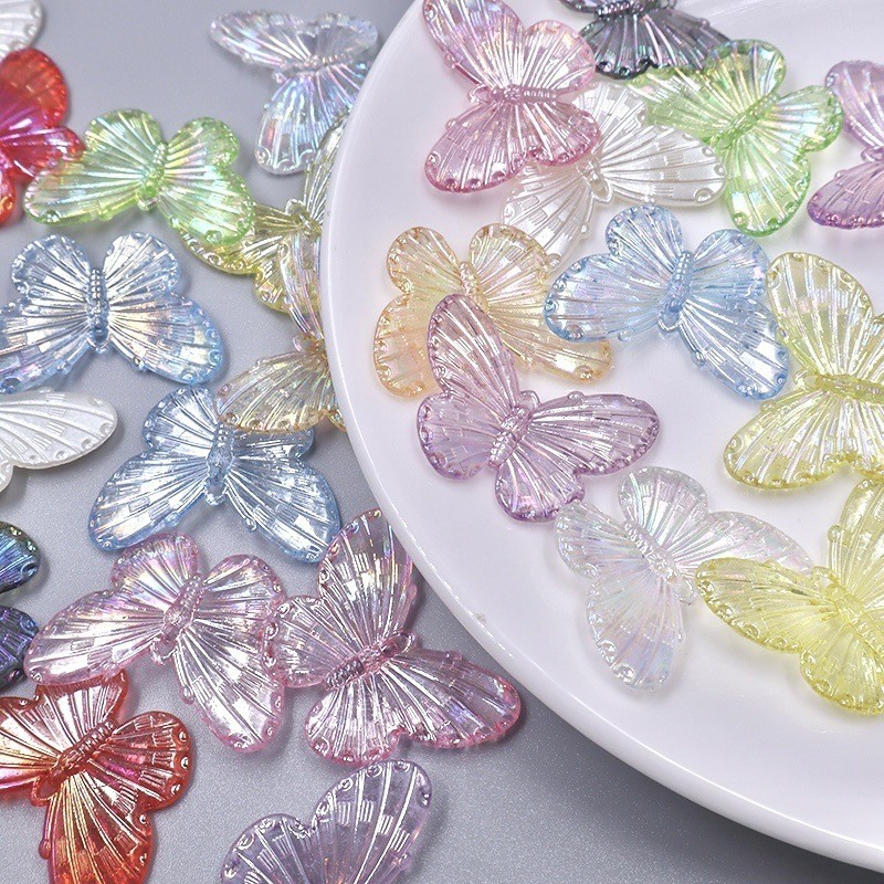 [100 ชิ้น] ออรORAผีเสื้อขนาดเล็กสีสันสดใสทำด้วยมือ กาวเรซิ่นและอุปกรณ์บาร็อค