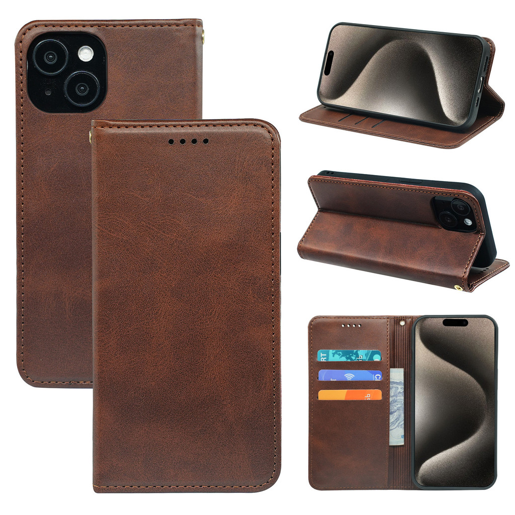 Magnetic Ready Stock เคสหนังโทรศัพท์มือถือเหมาะสําหรับ HTC U24 Pro Calfskin Strong Magnetic Wallet ก