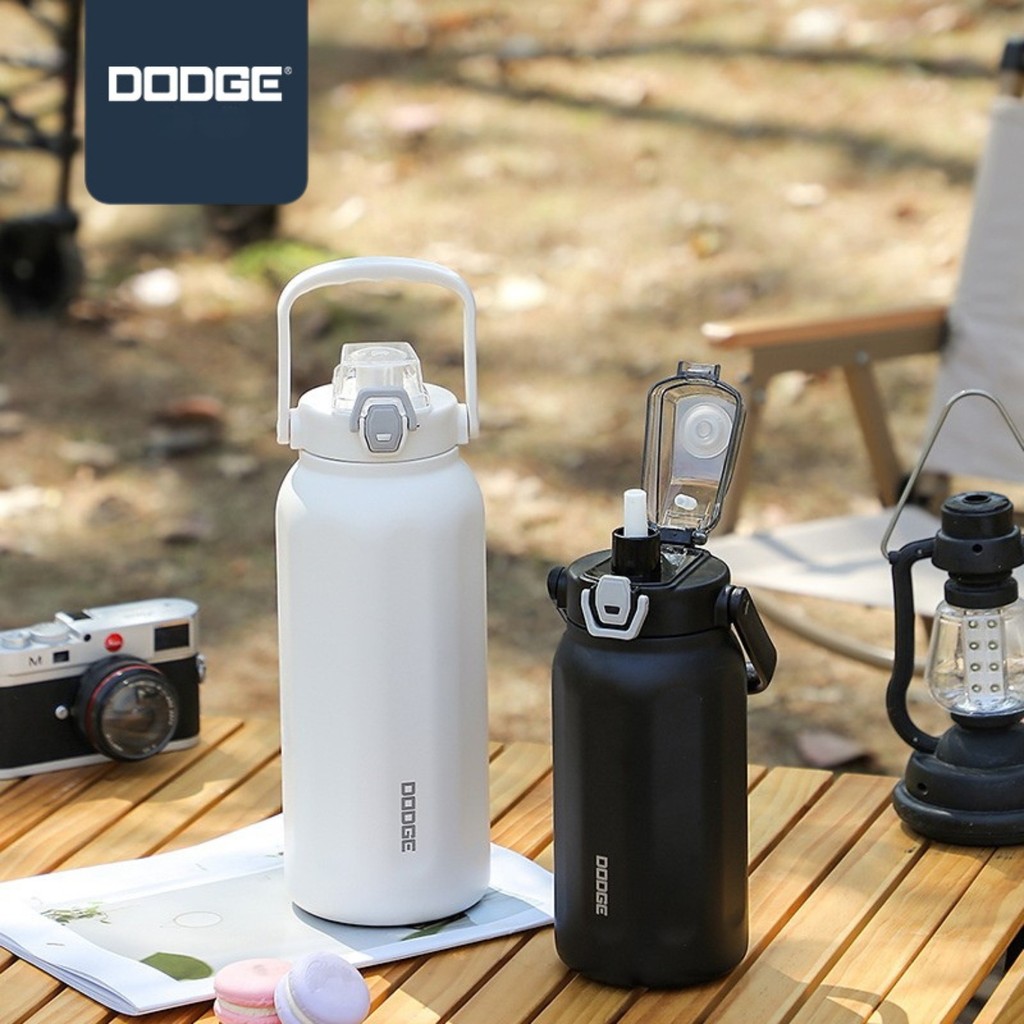 DODGE กระบอกทรงอ้วน สแตนเลส 316 พร้อมหูหิ้ว ไม่รั่วซึม เก็บอุณหภูมิได้ยาวนานทั้งร้อนและเย็น สะดวกในการพกพาและดูมีสไตล์