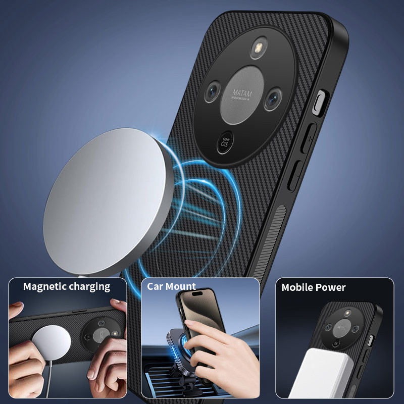 สําหรับ Honor X9D 5G 2025 เคสโทรศัพท์คาร์บอนไฟเบอร์แม่เหล็กหนังรูปแบบปลอก HonorX9D X9C สมาร์ท X9B X7D หรูหรากันกระแทกป้องกันปกหลัง - รูปที่ 4