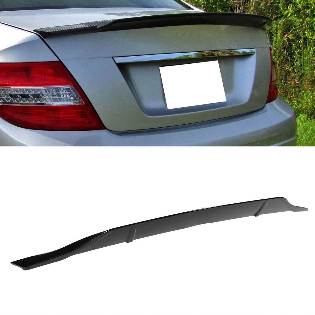 Homy Glossy สีดํา Duckbill Trunk สปอยเลอร์ Wing Fit สําหรับ Mercedes Benz C-Class W204 ซีดาน 2008-20