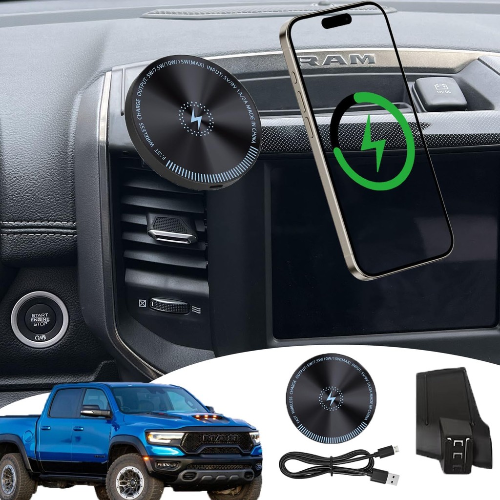 สําหรับ Dodge RAM Phone Mount Magnetic 15W Fast Wireless Charger สําหรับ 5 และ 8.4 นิ้วหน้าจอ RAM 20