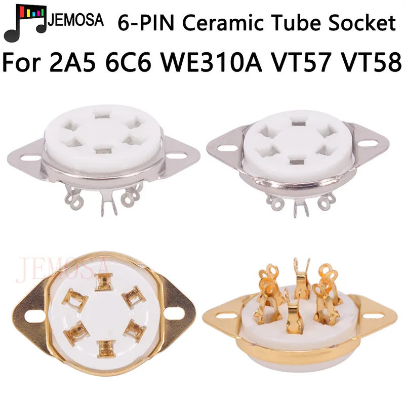 5PCS เซรามิคหลอดซ็อกเก็ต 6Pins Electron Tube ที่นั่งสําหรับ WE310A 2A5 6C6 58 6D6 VT57 VT58 RK43 RK4