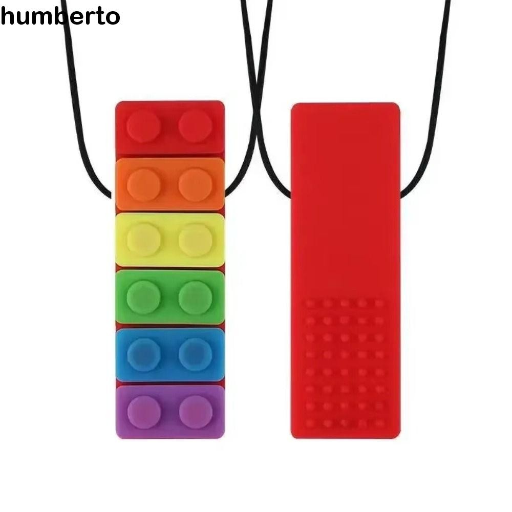 HUMBERTO สร้อยคอกัดซิลิโคนสำหรับเด็ก, ทนทาน rainbow สี เพื่อความสะดวกในการขบฟัน และเหมาะสมกับเด็กออท