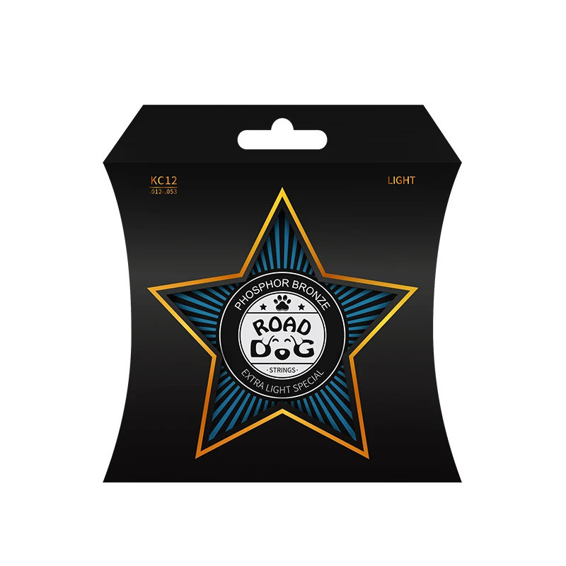 ROAD DOG KC PVD Ion เคลือบสายกีตาร์โปร่งแกนหกเหลี่ยม Phosphor Bronze Winding เครื่องดนตรีอุปกรณ์เสริ