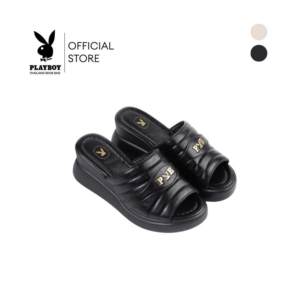 PLAYBOY รุ่น Sine Wedge Shoes รองเท้าส้นเตารีด รหัส ST-HS262C155 ดีไซน์ส้นสูง มี 2 สี สีPearl และสี Caviar