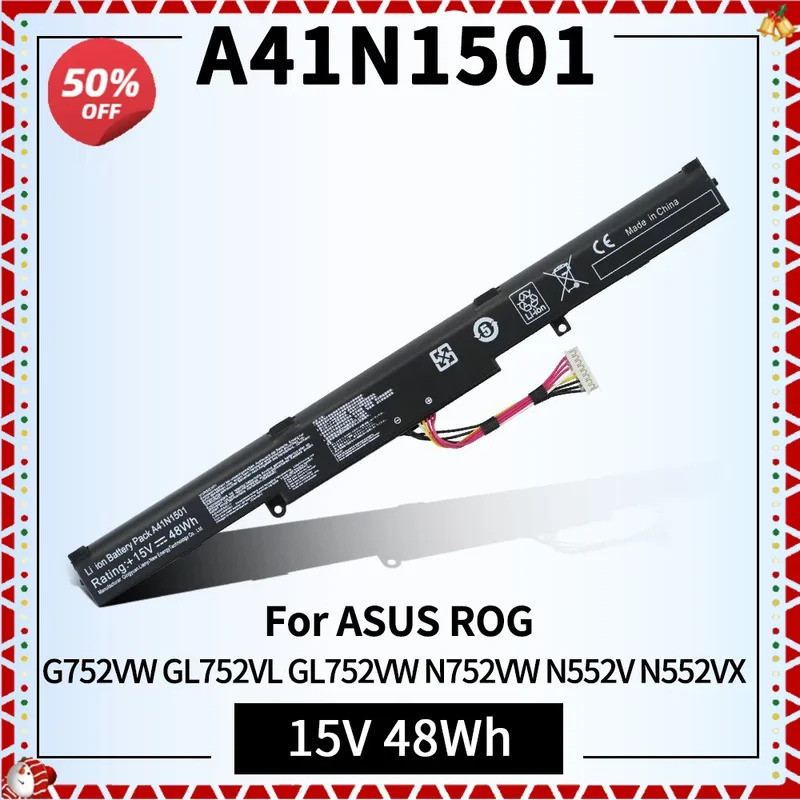 A41N1501 แบตเตอรี่แล็ปท็อป 48Wh สําหรับ ASUS ROG G752VW GL752VL GL752VW N552V N552V N552VX N752V Ser