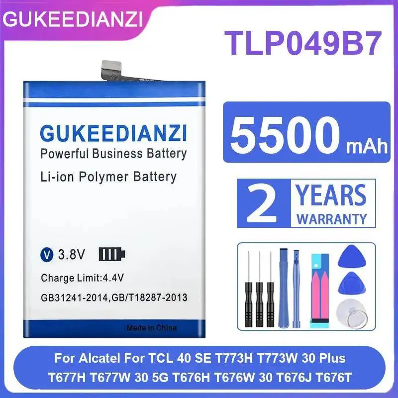 แบตเตอรี่โทรศัพท์มือถือ TLP049B7 5500mAh สําหรับ Alcatel สําหรับ Tcl 40 SE T773H T773W 30 Plus T677H