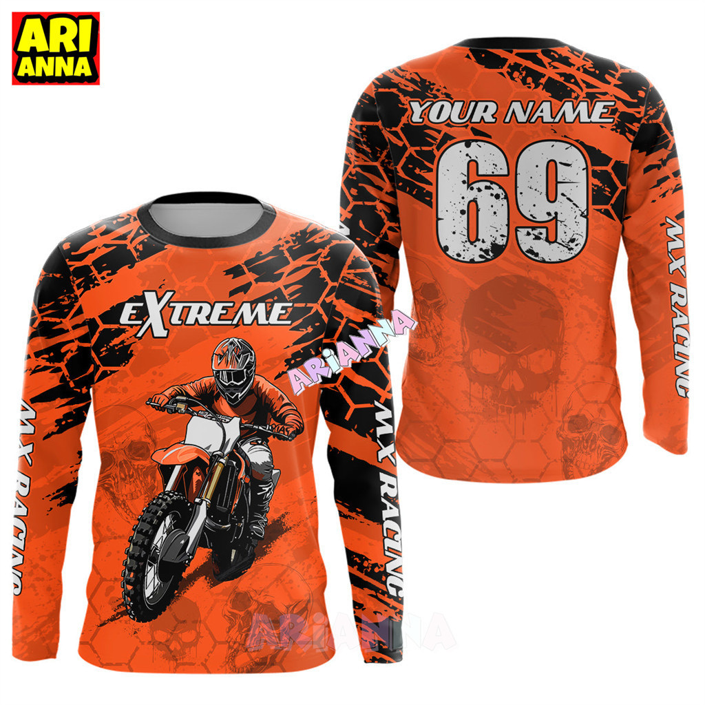 AriannaFree Custom ชื่อและหมายเลขCustom สีส้ม Motocross Jersey สําหรับผู้ชายผู้หญิง Dirt Bike เสื้อร