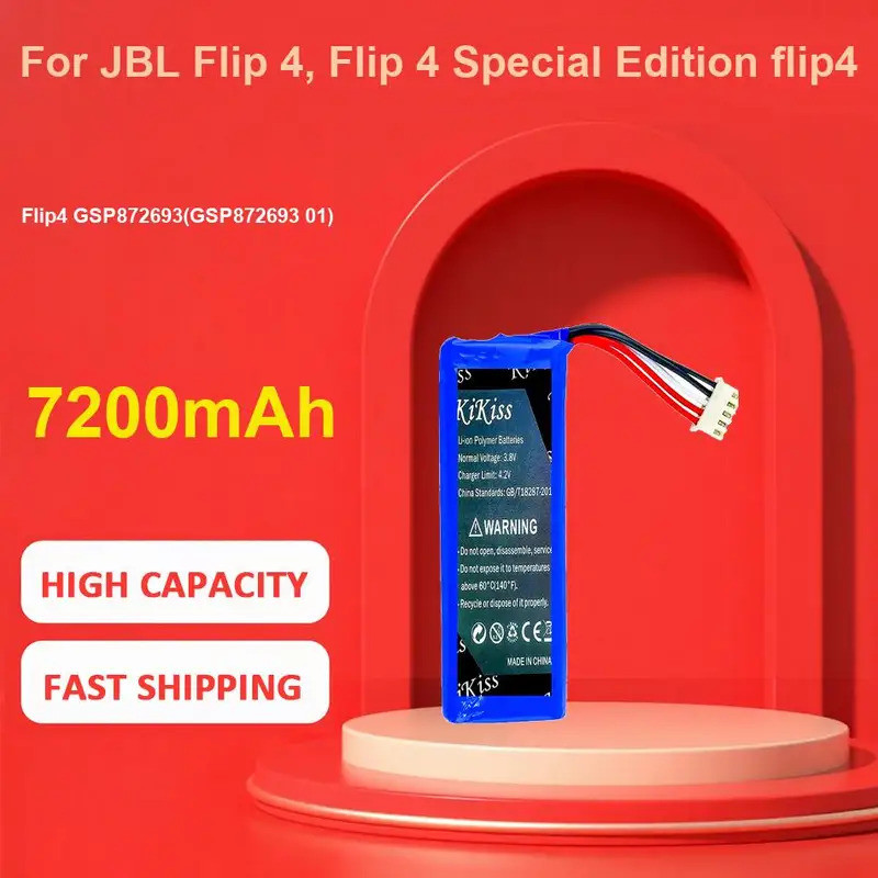 แบตเตอรี่ KiKiss สําหรับ JBL Flip 4, Flip 4 Special Edition flip4,Flip4 GSP872693(GSP872693 01),7200