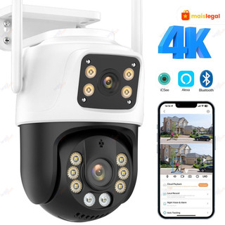 Câmera De Segurança Lente Dupla ICSEE IP66 Wi-Fi 360° Sensor Movimento Visão Noturna 2 em 1 Fixa APP ICSEE