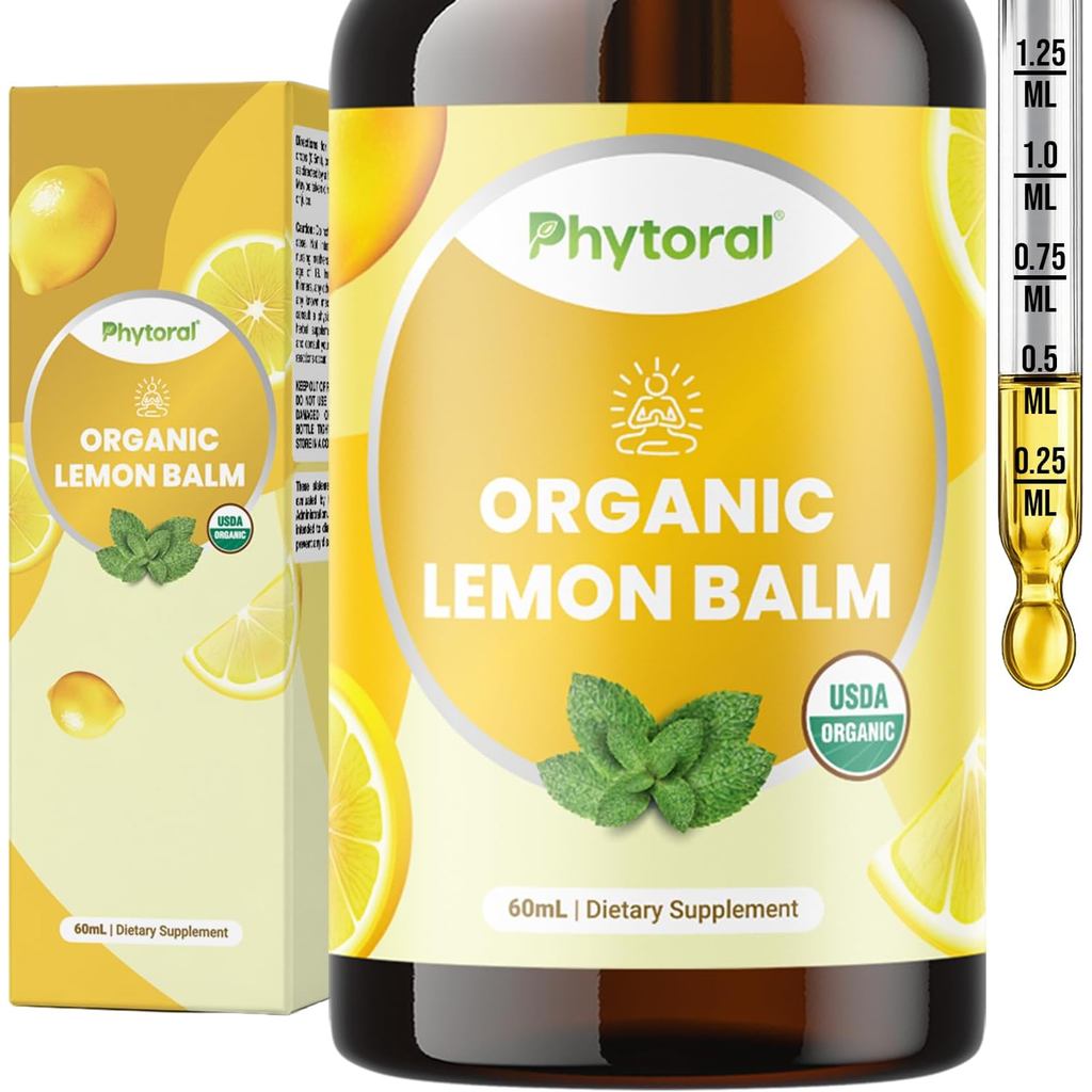 Phytoral Organic Lemon Balm Leaf Liquid Extract for Immune Support - Lemon Balm Tincture for Mood & 