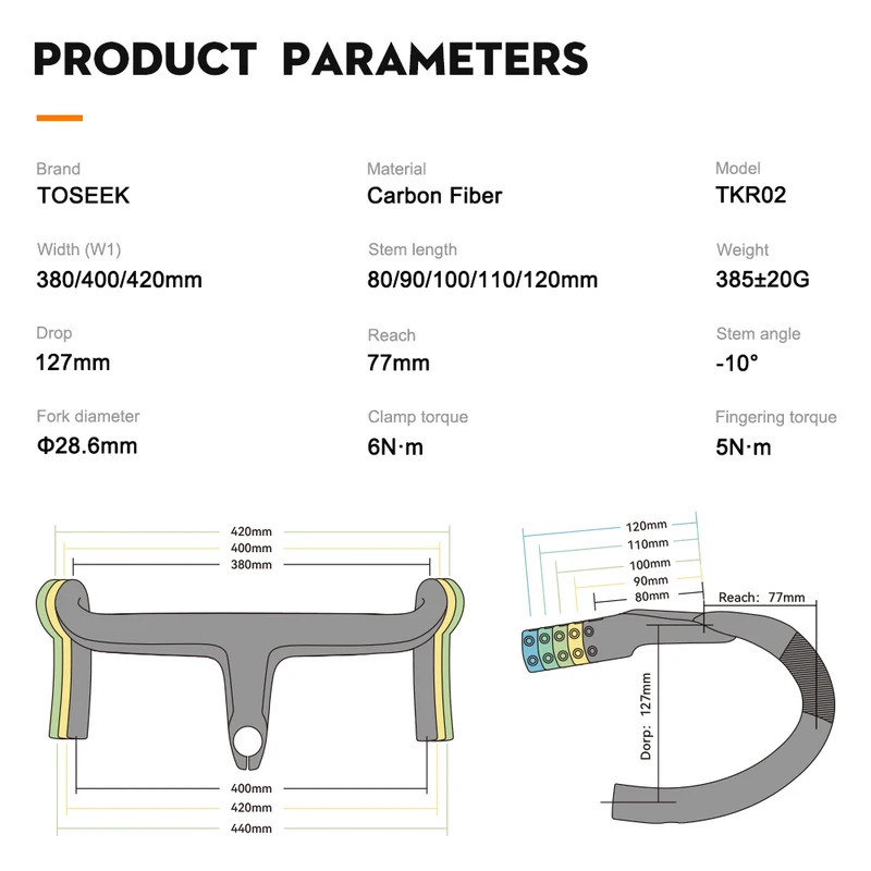 ประสิทธิภาพสูง TOSEEK คาร์บอนแฮนด์คาร์บอนแฮนด์ Drop bar T800 คาร์บอนแบบบูรณาการ Handlebar Di2 อุปกรณ