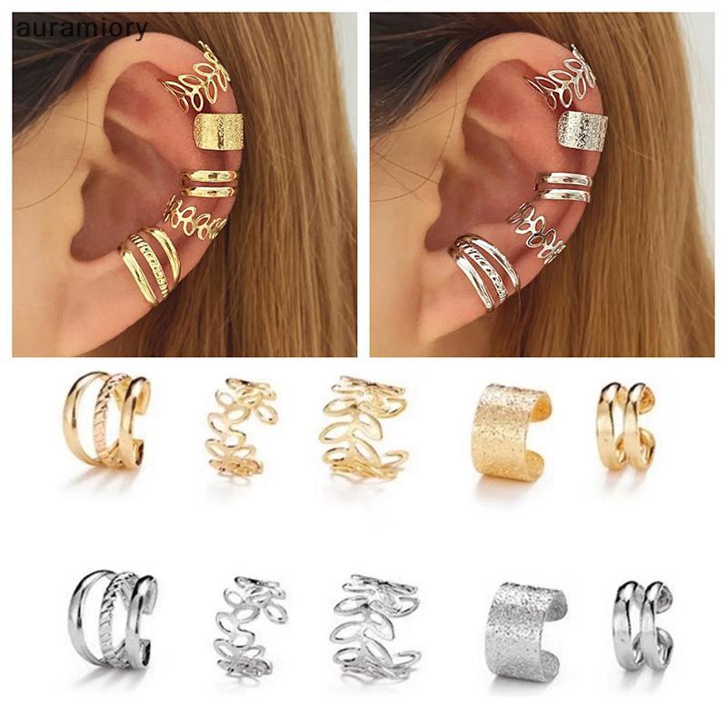 Auramiory] 5 ชิ้น/เซ็ตบุคลิกภาพที่เรียบง่ายหูCuffเครื่องประดับคลาสสิกหูอุปกรณ์เสริมสําหรับผู้หญิงทุกวันพรรคสวมใส่ใหม่