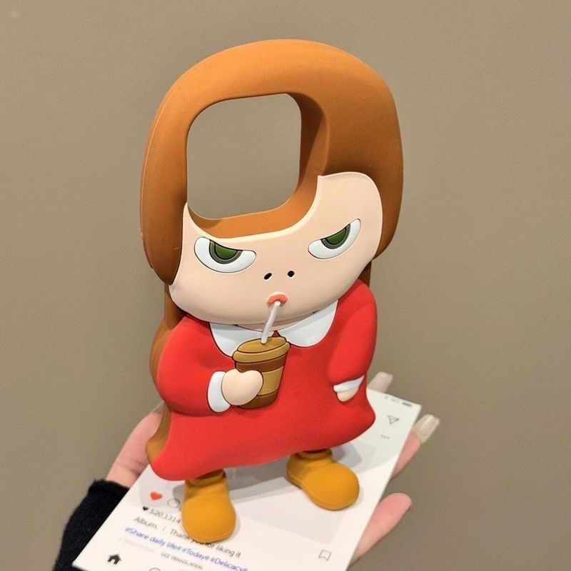 กาแฟดื่ม Yoshitomo Nara เหมาะสําหรับ ihone16promax Apple 15pro เคสโทรศัพท์ 14 ซิลิโคน 13