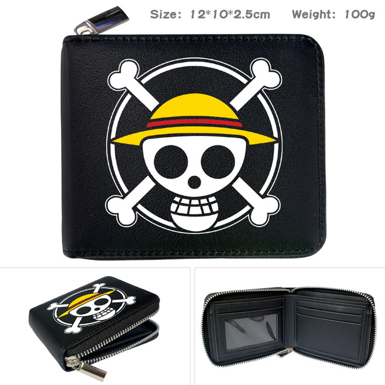 Kids One Piece Wallet Anime Folding Zipper Pouch for Cards Coins and Daily School Use