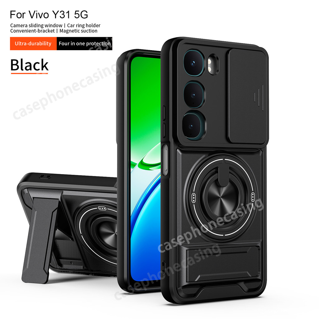 เคสโทรศัพท์สําหรับVivo Y31s Y31 Y31d Pro Y21d Y31dPro 5G 2026 เคสโทรศัพท์ผู้ถือแม่เหล็กขาตั้งKickstandเกราะกันกระแทกTPU Hardพลาสติกปกหลัง