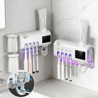 ZJ HOME ที่บีบยาสีฟันอัตโนมัติ มาพร้อมระบบฆ่าเชื้อด้วย UV อุปกรณ์เก็บแปรงสีฟัน ที่บีบยาสีฟัน กล่องใส่แปรงสีฟัน